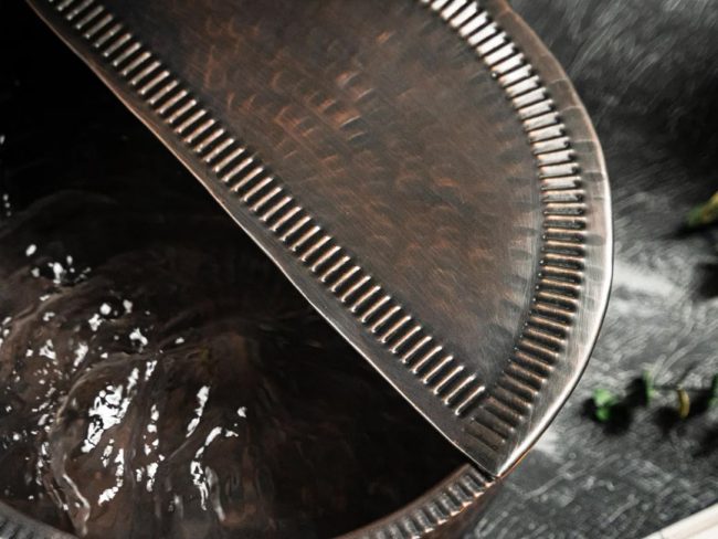 Alternative view of Handcrafted Dark Copper Pedicure Bowl – Hammered Ayurvedic Soak Tub with Removable Footrest