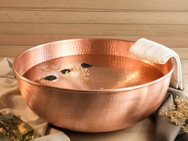 Handmade Matte Copper Foot Soaking Bowl – Solid Copper Foot Spa Basin