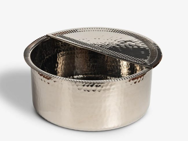 Alternative view of Handcrafted Silver Copper Pedicure & Manicure Bowl – Hammered Finish with Removable Footrest