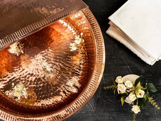 Handmade Solid Copper Foot Bath with Removable Footrest – Luxury Spa & Detox Soaking Basin