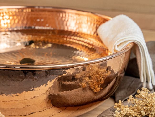Alternative view of Luxurious Solid Copper Foot Soaking Bowl – Handmade Pure Copper Pedicure Basin